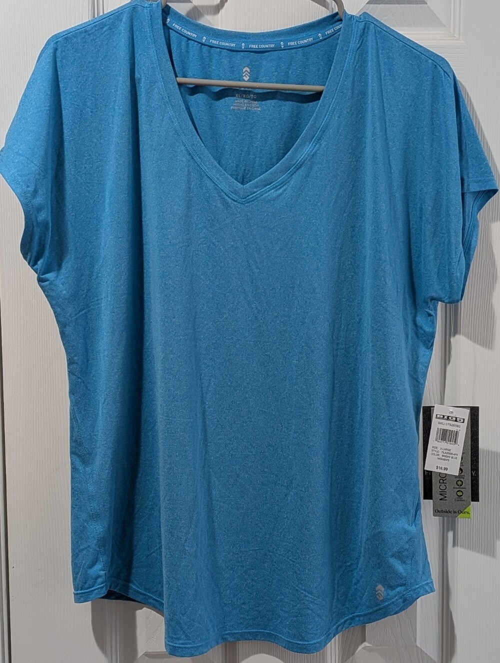 Free Country Sky Blue V-Neck Women's Top